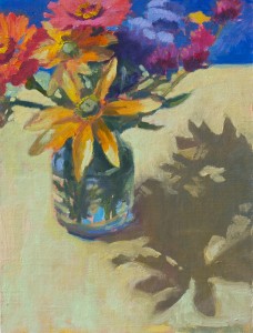 Yellow Bouquet on Yellow, 9" x 12", oil on linen panel