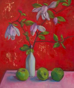 Red Apple Magnolia, 20 x 24", oil on canvas, available at Vangoart.co, $1200