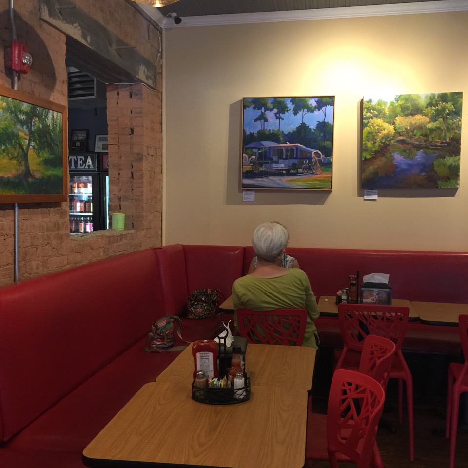 Cafe A la Mode painting exhibit by Janet Howard-Fatta through mid September 2017