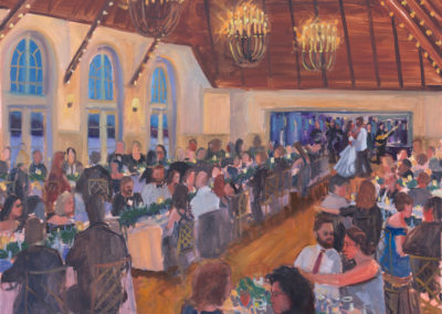 Alex and Adam at Old Field Club, wedding painting with ambiance and first dance
