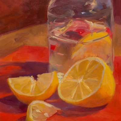 Lemon Water Jar on Red