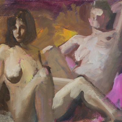 two for one, two figures, oil on linen