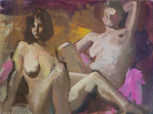 two for one, two figures, oil on linen