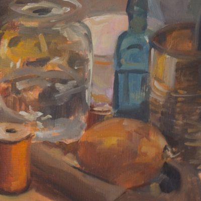 Onion, Orange Spool, still life painting